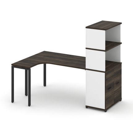 Concept Стол эргономичный с опорным распаш. шкафом с надставкой выс.  CN.SA-215(L) B Дуб Мали/Белый