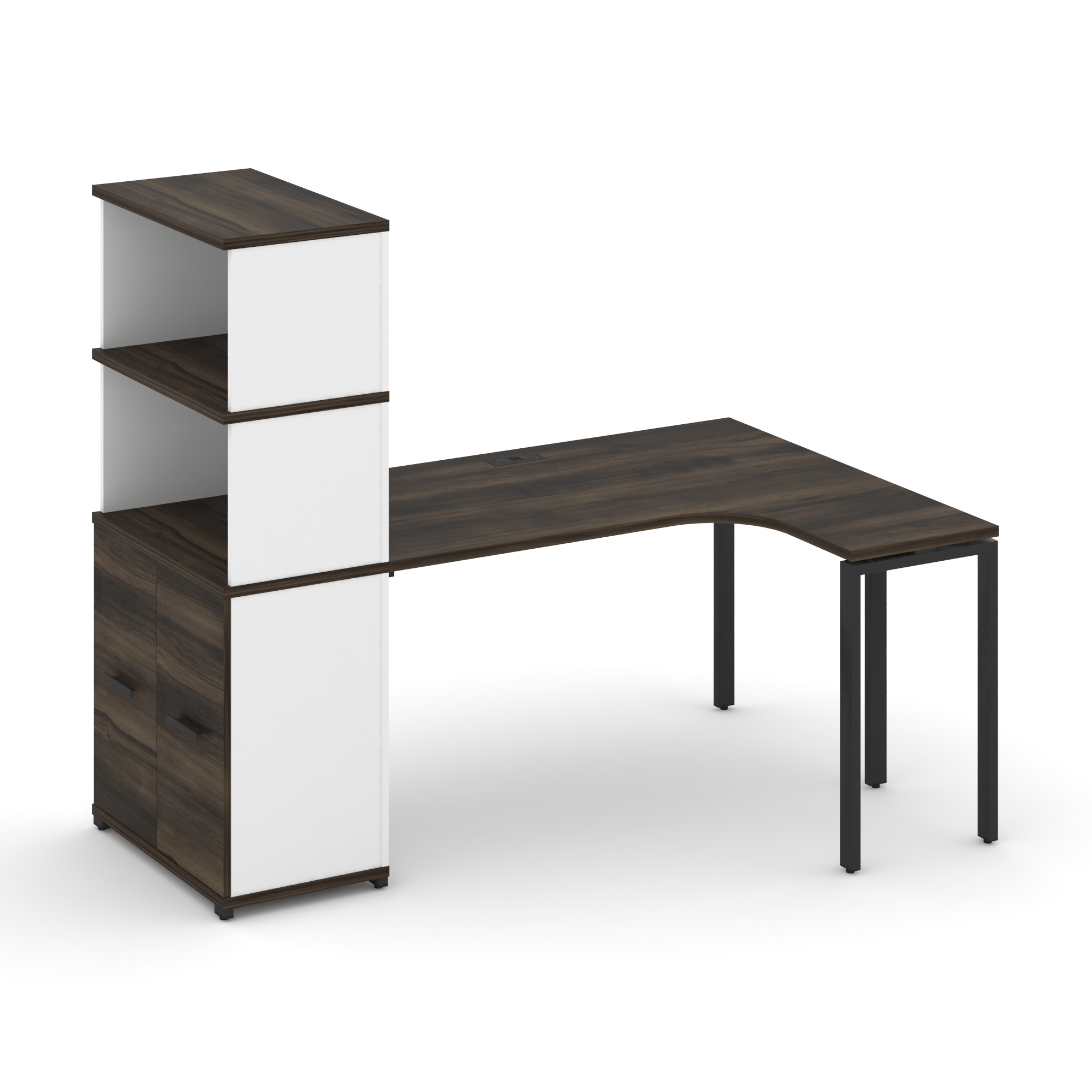 Concept Стол эргономичный с опорным распаш. шкафом с надставкой выс.  CN.SA-215(R) B Дуб Мали/Белый