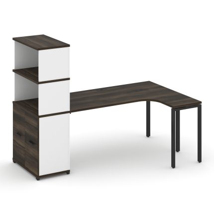 Concept Стол эргономичный с опорным распаш. шкафом с надставкой выс.  CN.SA-216(R) B Дуб Мали/Белый