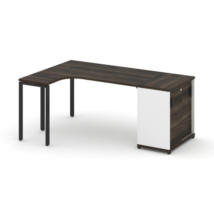 Concept Стол эргономичный с опорным шкафом-купе  CN.SA-217(L) B Дуб Мали/Белый Бриллиант/Металл Черн