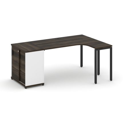 Concept Стол эргономичный с опорным шкафом-купе  CN.SA-217(R) B Дуб Мали/Белый Бриллиант/Металл Черн