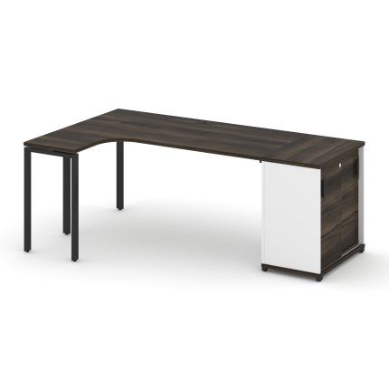 Concept Стол эргономичный с опорным шкафом-купе  CN.SA-218(L) B Дуб Мали/Белый Бриллиант/Металл Черн