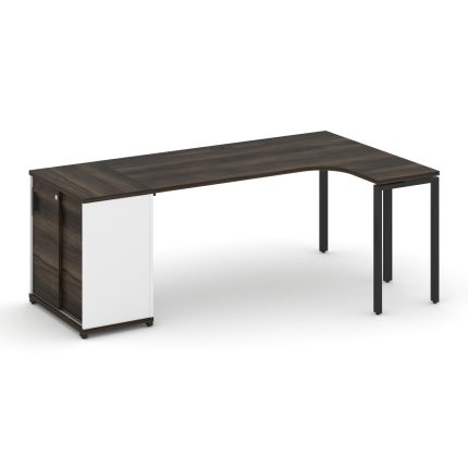 Concept Стол эргономичный с опорным шкафом-купе  CN.SA-218(R) B Дуб Мали/Белый Бриллиант/Металл Черн