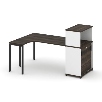 Concept Стол эргономичный с опорным шкафом-купе с надставкой низ.  CN.SA-219(L) B Дуб Мали/Белый Бри