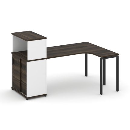 Concept Стол эргономичный с опорным шкафом-купе с надставкой низ.  CN.SA-219(R) B Дуб Мали/Белый Бри