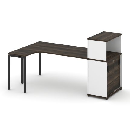 Concept Стол эргономичный с опорным шкафом-купе с надставкой низ.  CN.SA-220(L) B Дуб Мали/Белый Бри