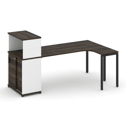 Concept Стол эргономичный с опорным шкафом-купе с надставкой низ.  CN.SA-220(R) B Дуб Мали/Белый Бри