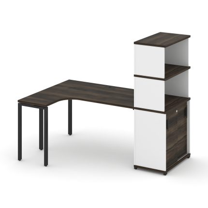 Concept Стол эргономичный с опорным шкафом-купе с надставкой выс.  CN.SA-221(L) B Дуб Мали/Белый Бри