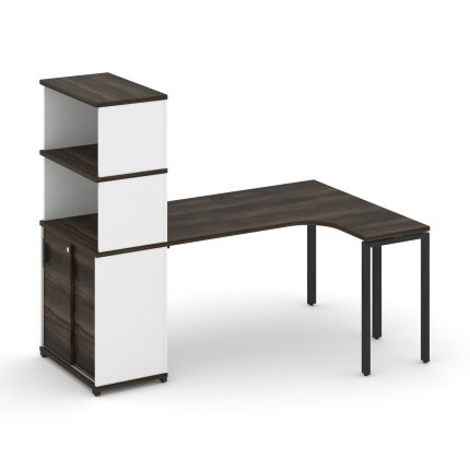 Concept Стол эргономичный с опорным шкафом-купе с надставкой выс.  CN.SA-221(R) B Дуб Мали/Белый Бри