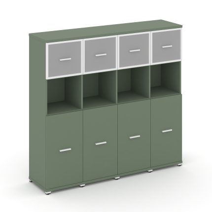 Concept Шкаф 4 узкие секции, 4 ниши CN.STU-445 RMW W Кобо/Металл Белый/Сатин 1668*420*1554