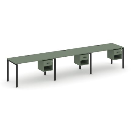 Concept Рабочая станция односторонняя с подвес. тумбами 3 места CN.ORS-139 B Кобо/Металл Черный 4140