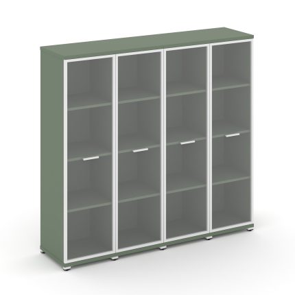 Concept Шкаф 4 узкие секции, 4 ниши CN.STU-446 RPW W Кобо/Металл Белый/Прозрачный 1668*420*1554