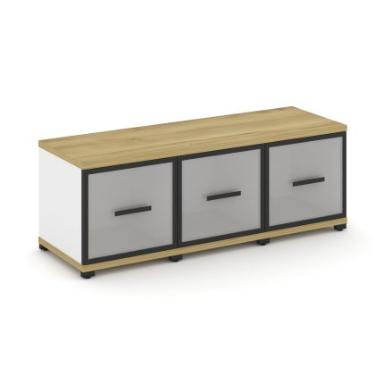 Concept Шкаф 3 узкие секции, 1 ниша CN.STU-133 RMB B Дуб Винченцо/Белый Бриллиант/Металл Черный/Сати