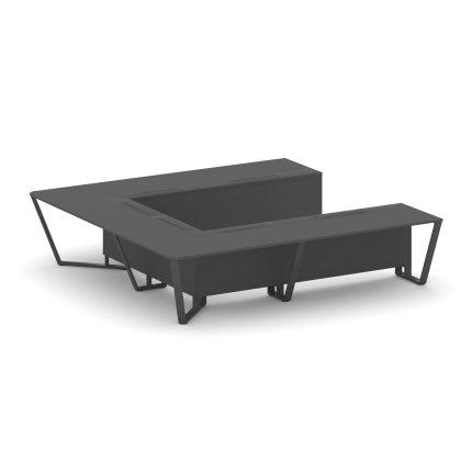 Steel Meet Стол переговорный П-образный KD-PR.B.SP-11P Антрацит/Металл Антрацит 3200*3200*750