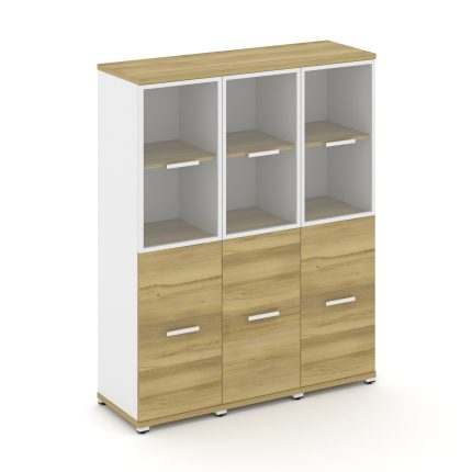 Concept Шкаф 3 узкие секции, 4 ниши CN.STU-432 RPW W Дуб Винченцо/Белый Бриллиант/Металл Белый/Прозр