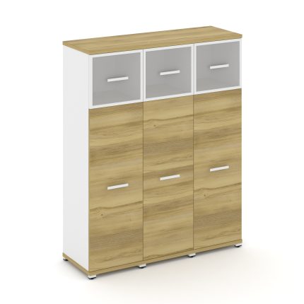 Concept Шкаф 3 узкие секции, 4 ниши CN.STU-434 RMW W Дуб Винченцо/Белый Бриллиант/Металл Белый/Сатин