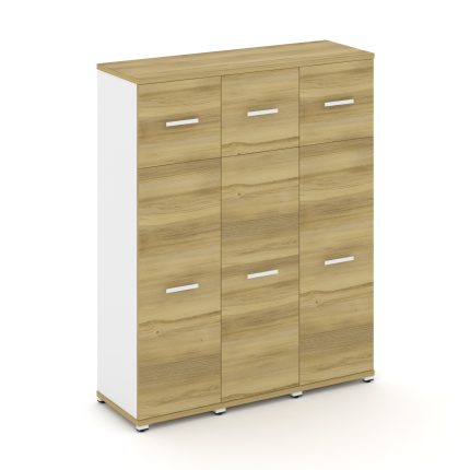 Concept Шкаф 3 узкие секции, 4 ниши CN.STU-434 W Дуб Винченцо/Белый Бриллиант/Металл Белый 1252*420*