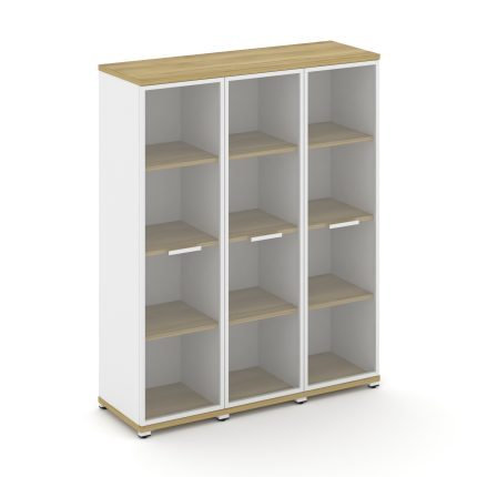 Concept Шкаф 3 узкие секции, 4 ниши CN.STU-436 RPW W Дуб Винченцо/Белый Бриллиант/Металл Белый/Прозр
