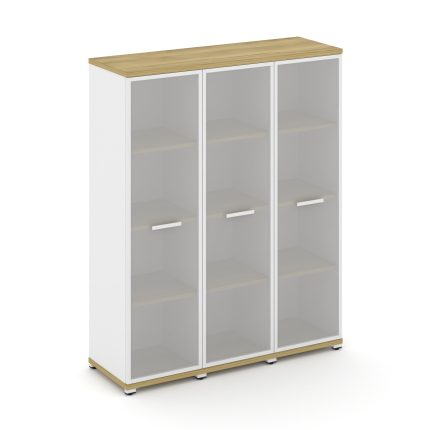 Concept Шкаф 3 узкие секции, 4 ниши CN.STU-436 RMW W Дуб Винченцо/Белый Бриллиант/Металл Белый/Сатин