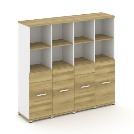 Concept Шкаф 4 узкие секции, 4 ниши CN.STU-441 W Дуб Винченцо/Белый Бриллиант/Металл Белый 1668*420*