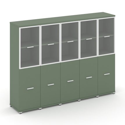 Concept Шкаф 5 узких секций, 4 ниши CN.STU-452 RPW W Кобо/Металл Белый/Прозрачный 2084*420*1554