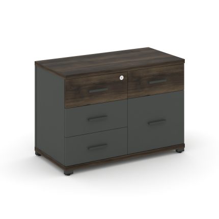 Concept Тумба приставная широкая 4 ящ.+1 распаш. фасад CN.TSP-010 A Дуб Мали/Антрацит/Металл Антраци