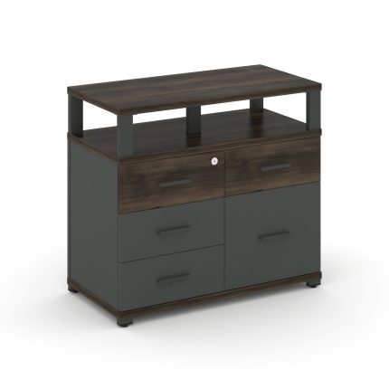 Concept Тумба приставная широкая 4 ящ.+1 распаш. фасад с надставкой широкой CN.TSP-012 A Дуб Мали/Ан