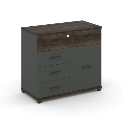 Concept Тумба приставная широкая 5 ящ.+1 распаш. фасад CN.TSP-016 A Дуб Мали/Антрацит/Металл Антраци