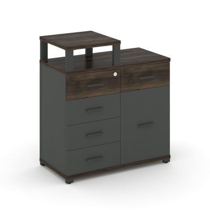 Concept Тумба приставная широкая 5 ящ.+1 распаш. фасад с надставкой узкой CN.TSP-017 A Дуб Мали/Антр