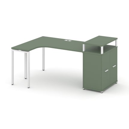 Concept Стол эргономичный с опорным распаш. шкафом с верх. горизонтом CN.SA-212(L) W Кобо/Металл Бел