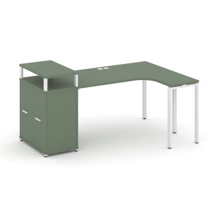 Concept Стол эргономичный с опорным распаш. шкафом с верх. горизонтом CN.SA-211(R) W Кобо/Металл Бел