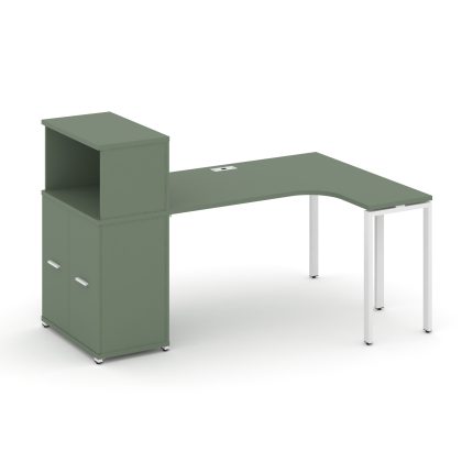 Concept Стол эргономичный с опорным распаш. шкафом с надставкой низ.  CN.SA-213(R) W Кобо/Металл Бел