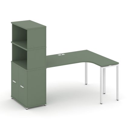 Concept Стол эргономичный с опорным распаш. шкафом с надставкой выс.  CN.SA-216(L) W Кобо/Металл Бел
