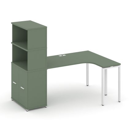 Concept Стол эргономичный с опорным распаш. шкафом с надставкой выс.  CN.SA-216(R) W Кобо/Металл Бел