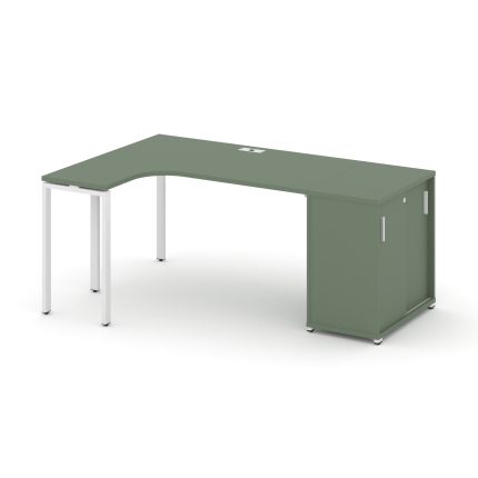 Concept Стол эргономичный с опорным шкафом-купе  CN.SA-217(L) W Кобо/Металл Белый 1800*1180*750