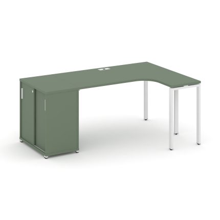 Concept Стол эргономичный с опорным шкафом-купе  CN.SA-218(R) W Кобо/Металл Белый 2000*1180*750