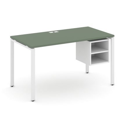 Concept Стол рабочий с подвесной тумбой с 2 открытыми нишами CN.SP-108 Кобо/Белый Бриллиант/Металл Б