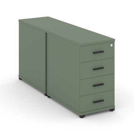 Concept Тумба двухсторонняя опорная/приставная 4 ящ. CN.DTGO-002 B Кобо/Металл Черный 420*1480*750