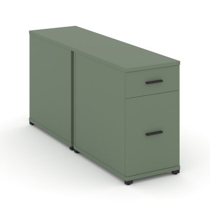 Concept Тумба двухсторонняя опорная/приставная 1 ящ.+1 распаш. фасад CN.DTGO-005 B Кобо/Металл Черны