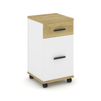 Concept Тумба мобильная 1 ящ.+1 распаш. фасад CN.TUM-011 B Дуб Винченцо/Белый Бриллиант/Металл Черны