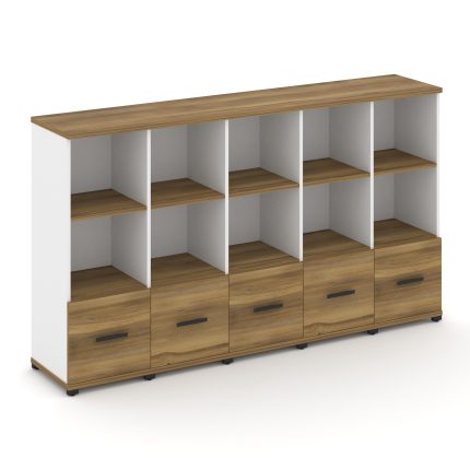 Concept Шкаф 5 узких секций, 3 ниши CN.STU-351 B Сандал Янтарный/Белый Бриллиант/Металл Черный 2084*