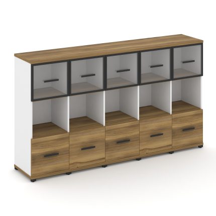 Concept Шкаф 5 узких секций, 3 ниши CN.STU-355 RPB B Сандал Янтарный/Белый Бриллиант/Металл Черный/П