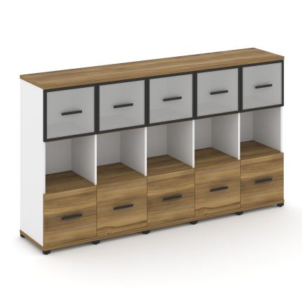 Concept Шкаф 5 узких секций, 3 ниши CN.STU-355 RMB B Сандал Янтарный/Белый Бриллиант/Металл Черный/С