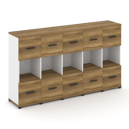 Concept Шкаф 5 узких секций, 3 ниши CN.STU-355 B Сандал Янтарный/Белый Бриллиант/Металл Черный 2084*