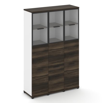 Concept Шкаф 3 узкие секции, 5 ниш CN.STU-535 RPB B Дуб Мали/Белый Бриллиант/Металл Черный/Прозрачны