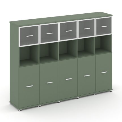 Concept Шкаф 5 узких секций, 4 ниши CN.STU-455 RPW W Кобо/Металл Белый/Прозрачный 2084*420*1554