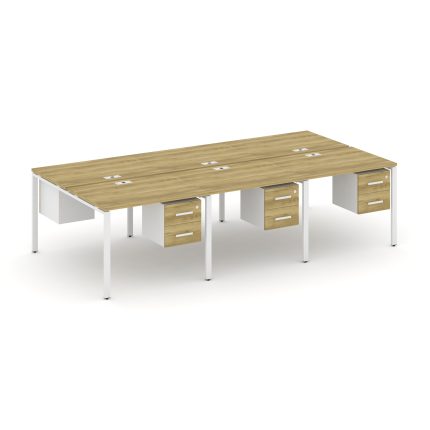 Concept Рабочая станция двухсторонняя с подвес. тумбами на 6 мест CN.DRS-153 W Дуб Винченцо/Белый Бр