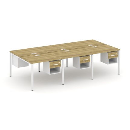 Concept Рабочая станция двухсторонняя с подвес. тумбами на 6 мест CN.DRS-157 W Дуб Винченцо/Белый Бр