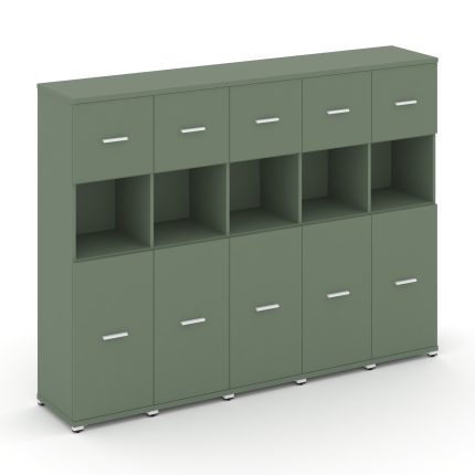 Concept Шкаф 5 узких секций, 4 ниши CN.STU-455 W Кобо/Металл Белый 2084*420*1554