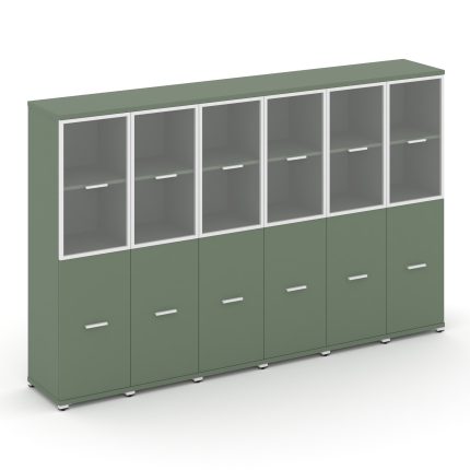 Concept Шкаф 6 узких секций, 4 ниши CN.STU-462 RPW W Кобо/Металл Белый/Прозрачный 2500*420*1554